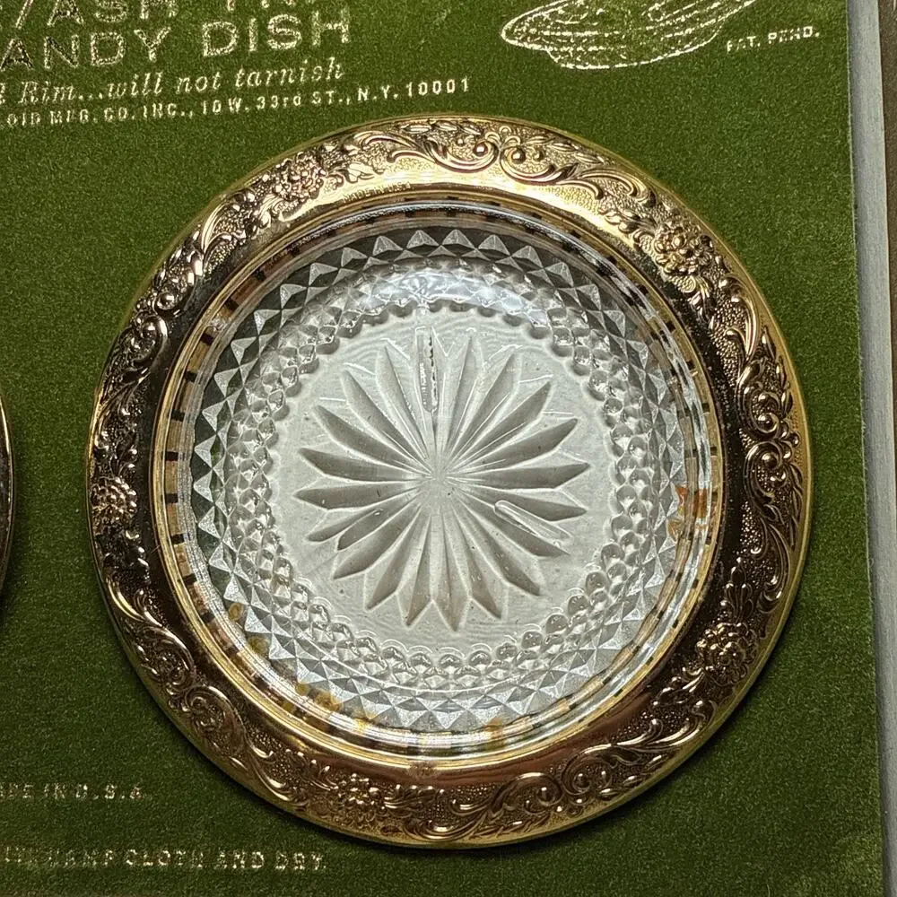 VTG Astorloid 24K Gold Plated Crystal Coasters Ashtrays Nut Dishes 4.5